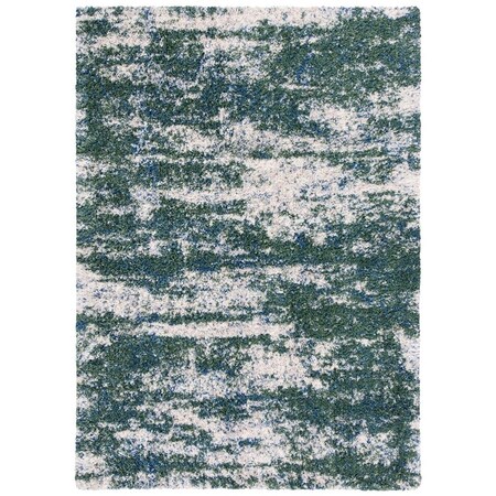 Safavieh Berber Shag 200 Power Loomed Rectangle Area Rug; Green & Beige - 8 x 10 ft. BER219Y-8